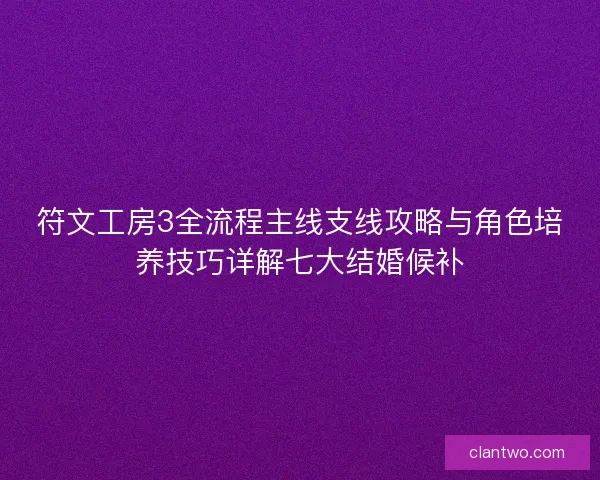 符文工房3全流程主线支线攻略与角色培养技巧详解七大结婚候补